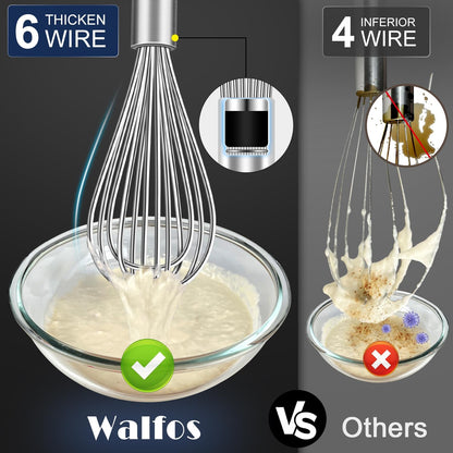 Whisk,304 Stainless Steel whisk,No-Rust 7+9+11inch Whisks for cooking Nice for Blending,Whisking,Beating.Heat resistant 600°F Dishwasher Safe. Heavy duty kitchen whisk.SILVER