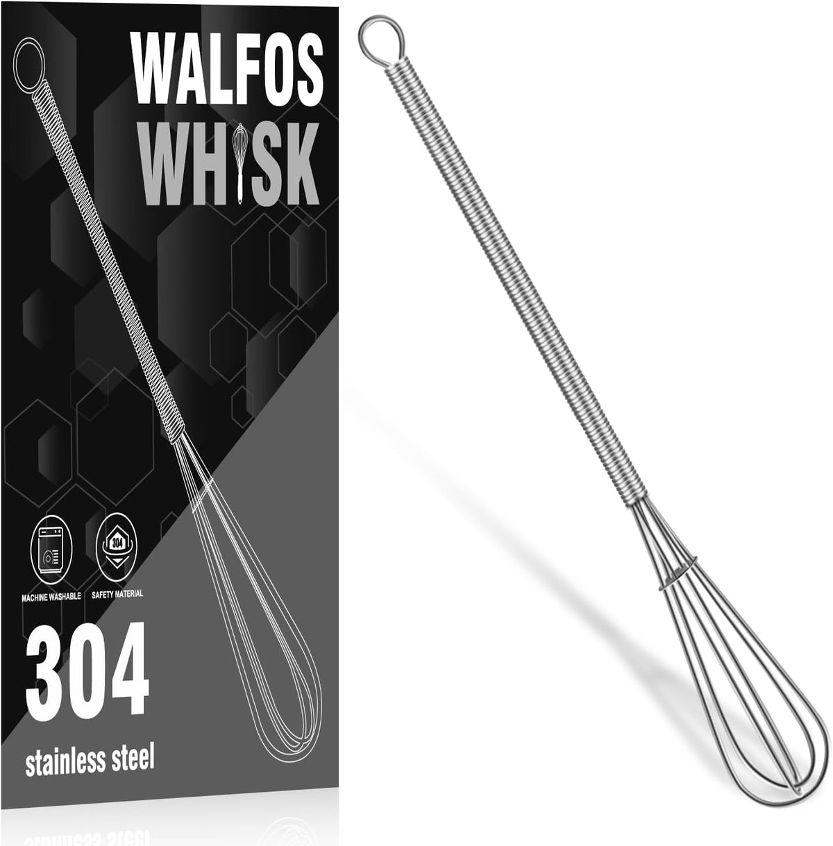 Whisk,304 Stainless Steel whisk,No-Rust 7+9+11inch Whisks for cooking Nice for Blending,Whisking,Beating.Heat resistant 600°F Dishwasher Safe. Heavy duty kitchen whisk.SILVER