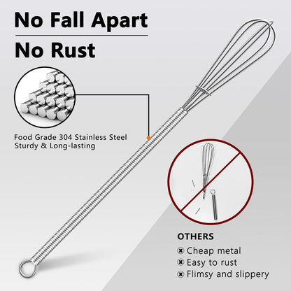 Whisk,304 Stainless Steel whisk,No-Rust 7+9+11inch Whisks for cooking Nice for Blending,Whisking,Beating.Heat resistant 600°F Dishwasher Safe. Heavy duty kitchen whisk.SILVER