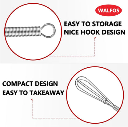 Whisk,304 Stainless Steel whisk,No-Rust 7+9+11inch Whisks for cooking Nice for Blending,Whisking,Beating.Heat resistant 600°F Dishwasher Safe. Heavy duty kitchen whisk.SILVER