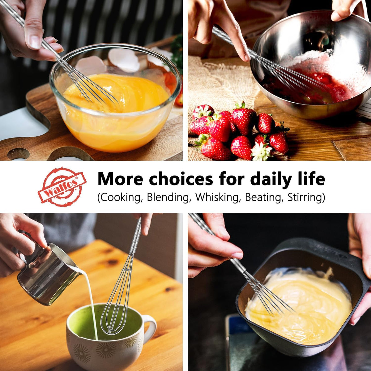 Whisk,304 Stainless Steel whisk,No-Rust 7+9+11inch Whisks for cooking Nice for Blending,Whisking,Beating.Heat resistant 600°F Dishwasher Safe. Heavy duty kitchen whisk.SILVER