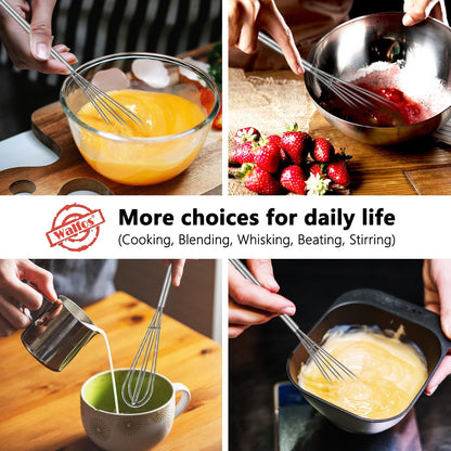 Whisk,304 Stainless Steel whisk,No-Rust 7+9+11inch Whisks for cooking Nice for Blending,Whisking,Beating.Heat resistant 600°F Dishwasher Safe. Heavy duty kitchen whisk.SILVER