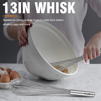 Whisk,304 Stainless Steel whisk,No-Rust 7+9+11inch Whisks for cooking Nice for Blending,Whisking,Beating.Heat resistant 600°F Dishwasher Safe. Heavy duty kitchen whisk.SILVER