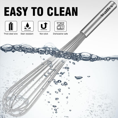 Whisk,304 Stainless Steel whisk,No-Rust 7+9+11inch Whisks for cooking Nice for Blending,Whisking,Beating.Heat resistant 600°F Dishwasher Safe. Heavy duty kitchen whisk.SILVER
