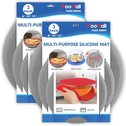 12 10 8 Inch Multi-use Microwave Mat, Trivet, Pot Holders, Drying, Baking, Place Mat, Utensils Rest, Silicone Cover Pad for Hot Pot Pans Bowls Plates Dishes Kitchen Counter,Heat Resistant,Blue