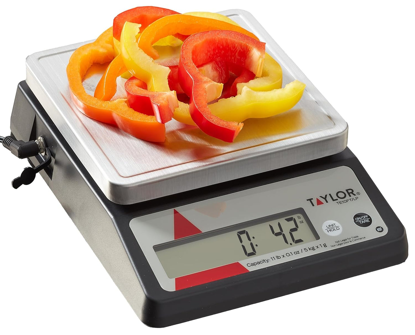 TE10FT 11-Pound Commercial Digital Portion Control Scale, 11 lb (5 kg) in 0.1 oz (1 g) Food and Cooking Scale, Tare and Hold Function, NSF, Stainless Steel Platform