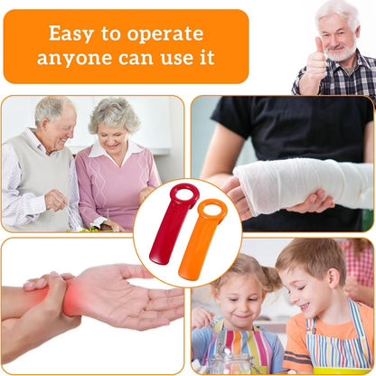 2 PACK Jar Opener, Easy Grip Jar Opener Gripper, Jar Key for Seniors, Arthritis, Carpal Tunnel Sufferers, Durable Plastic Jar Lid Opener（Orange/Rose Red）