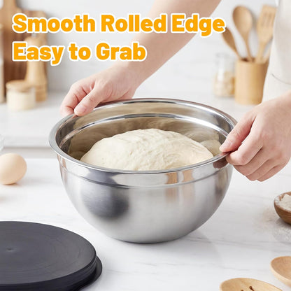Mixing Bowls with Lids, 3 Pack 3.4 QT Kitchen Stainless Steel Mixing Bowls with Lids, Metal Nesting Set for Baking, Prepping, Serving, Salad and Food Storage