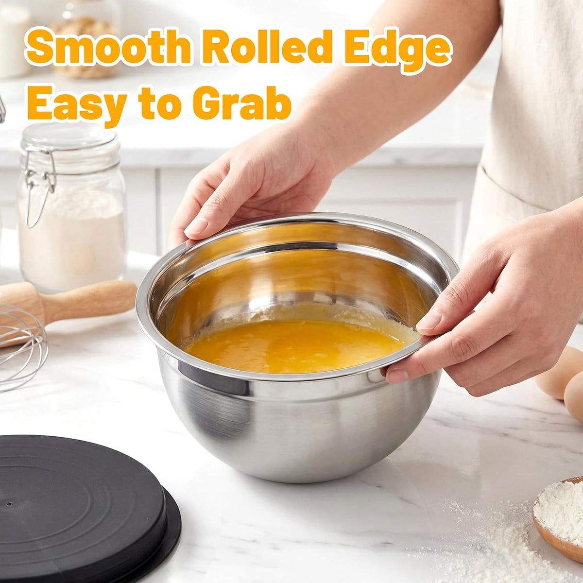 Mixing Bowls with Lids, 3 Pack 3.4 QT Kitchen Stainless Steel Mixing Bowls with Lids, Metal Nesting Set for Baking, Prepping, Serving, Salad and Food Storage