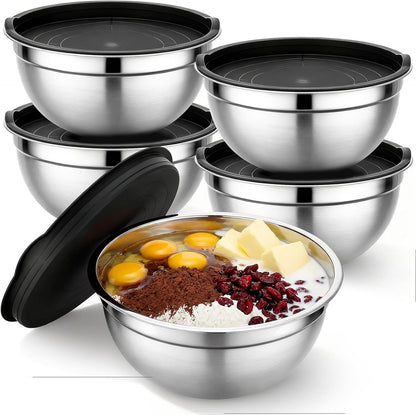 Mixing Bowls with Lids, 3 Pack 3.4 QT Kitchen Stainless Steel Mixing Bowls with Lids, Metal Nesting Set for Baking, Prepping, Serving, Salad and Food Storage