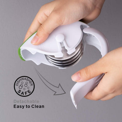 3-in-1 Herb Chopper Mincer Roller Cutter Slicer, Leaf Stripper, Scraper- Retractable for Safe Storage, Detachable for Easy Cleaning, 4 Sharp Stainless Steel Blades, Soft-touch Handle