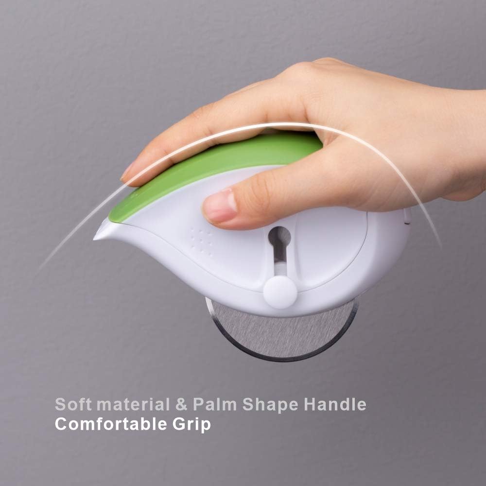 3-in-1 Herb Chopper Mincer Roller Cutter Slicer, Leaf Stripper, Scraper- Retractable for Safe Storage, Detachable for Easy Cleaning, 4 Sharp Stainless Steel Blades, Soft-touch Handle