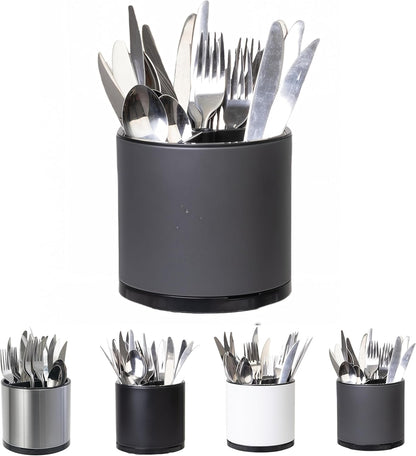 Kitchen Utensil Holder,Extra Large 360°Rotating For Countertop Organizer | Stainless Steel Storage,Hold 40 Utensils,Cooking Silverware Caddy 3 Compartment Spoon Spatula Tool Container（Silvery）