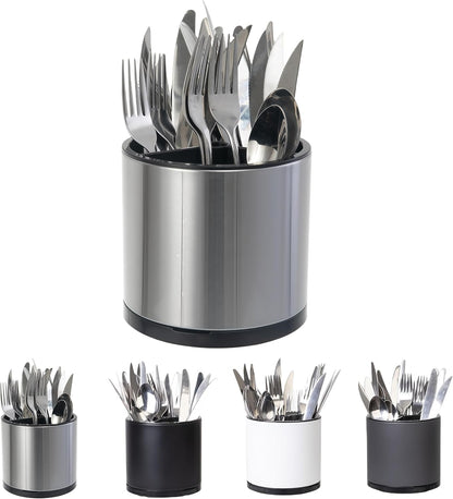 Kitchen Utensil Holder,Extra Large 360°Rotating For Countertop Organizer | Stainless Steel Storage,Hold 40 Utensils,Cooking Silverware Caddy 3 Compartment Spoon Spatula Tool Container（Silvery）