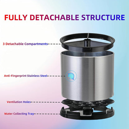 Kitchen Utensil Holder,Extra Large 360°Rotating For Countertop Organizer | Stainless Steel Storage,Hold 40 Utensils,Cooking Silverware Caddy 3 Compartment Spoon Spatula Tool Container（Silvery）