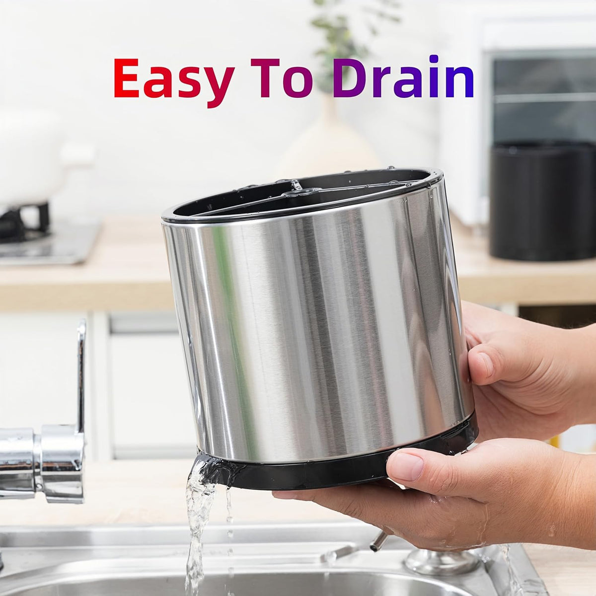 Kitchen Utensil Holder,Extra Large 360°Rotating For Countertop Organizer | Stainless Steel Storage,Hold 40 Utensils,Cooking Silverware Caddy 3 Compartment Spoon Spatula Tool Container（Silvery）