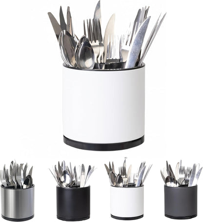 Kitchen Utensil Holder,Extra Large 360°Rotating For Countertop Organizer | Stainless Steel Storage,Hold 40 Utensils,Cooking Silverware Caddy 3 Compartment Spoon Spatula Tool Container（Silvery）