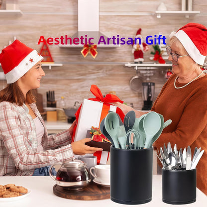Kitchen Utensil Holder,Extra Large 360°Rotating For Countertop Organizer | Stainless Steel Storage,Hold 40 Utensils,Cooking Silverware Caddy 3 Compartment Spoon Spatula Tool Container（Silvery）