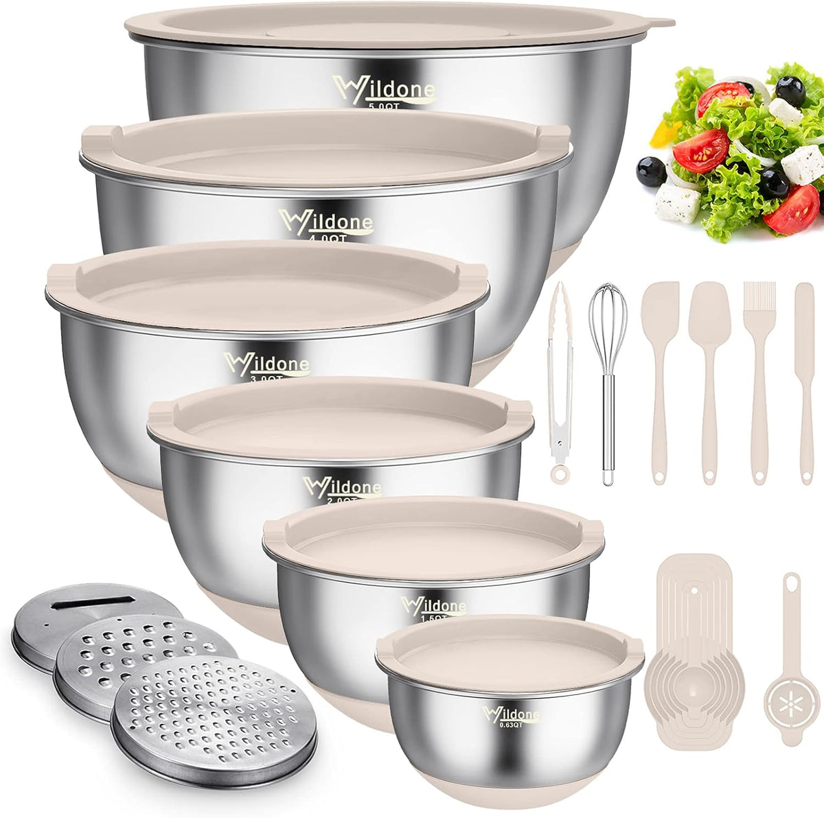 Mixing Bowls with Airtight Lids, Stainless Steel Mixing Bowls Set