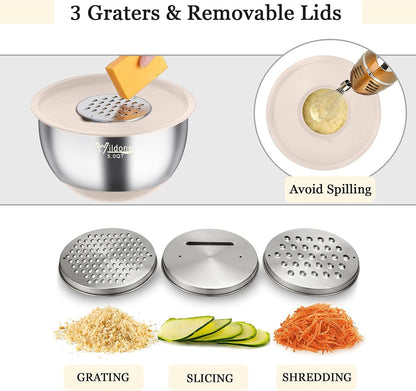 Mixing Bowls with Airtight Lids, Stainless Steel Mixing Bowls Set