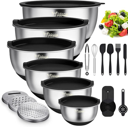 Mixing Bowls with Airtight Lids, Stainless Steel Mixing Bowls Set