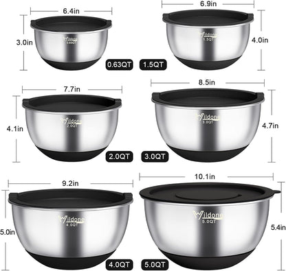 Mixing Bowls with Airtight Lids, Stainless Steel Mixing Bowls Set