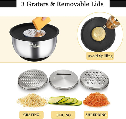 Mixing Bowls with Airtight Lids, Stainless Steel Mixing Bowls Set