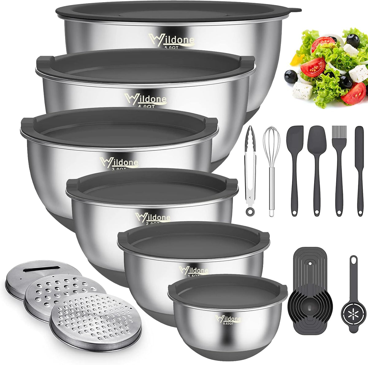 Mixing Bowls with Airtight Lids, Stainless Steel Mixing Bowls Set