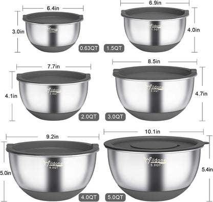 Mixing Bowls with Airtight Lids, Stainless Steel Mixing Bowls Set