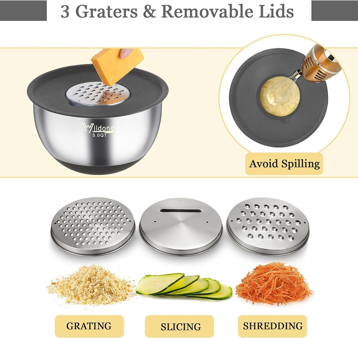 Mixing Bowls with Airtight Lids, Stainless Steel Mixing Bowls Set