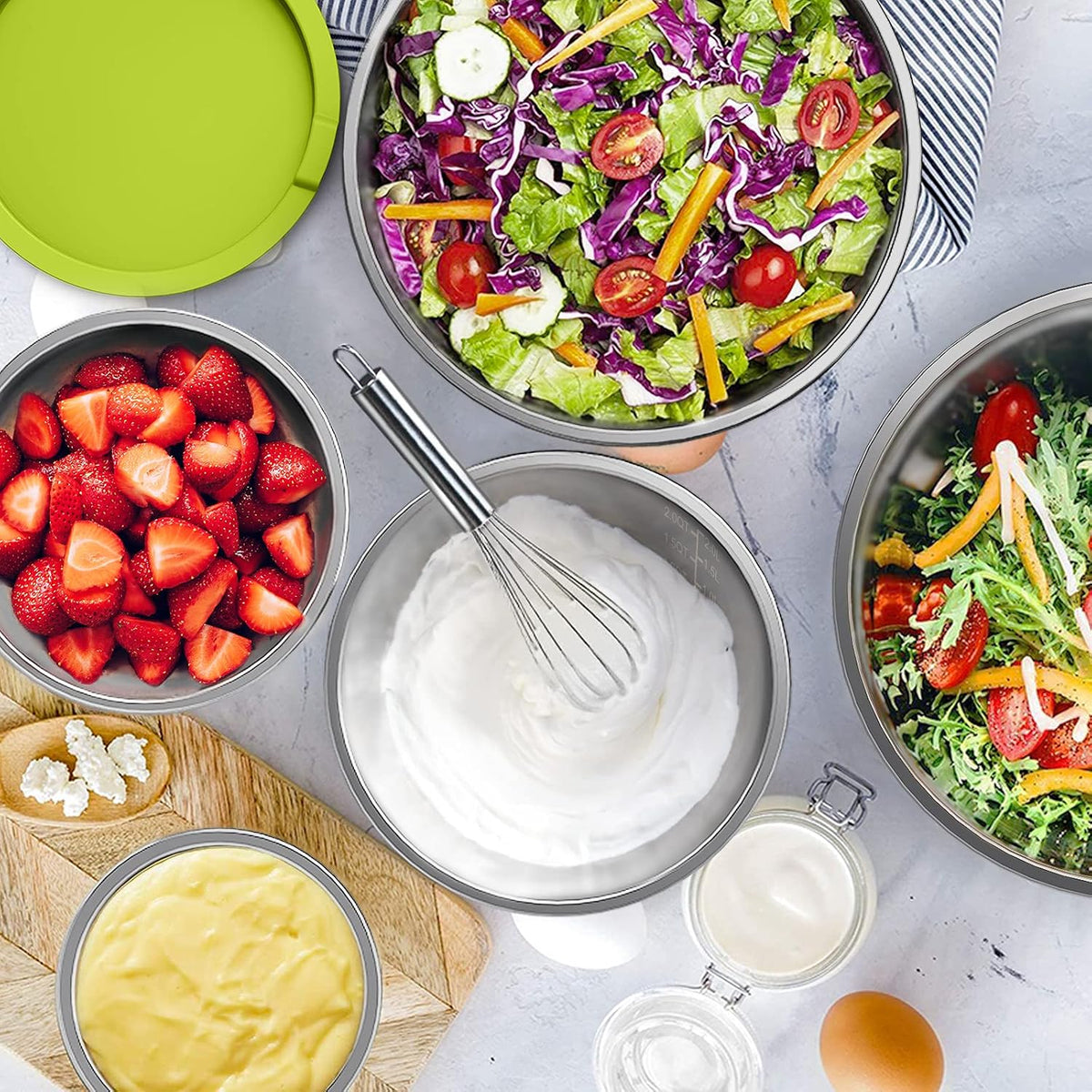 Mixing Bowls with Airtight Lids, Stainless Steel Mixing Bowls Set