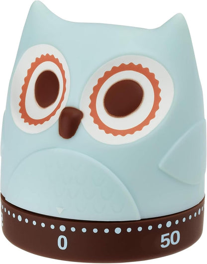 Quirky Creature Mechanical Kitchen Timer, Cute 60-Minute Manual Wind Up Countdown Clock, Unique Matte Blue Visual Timer for Kids, Creative Study Tool & Office Desk Gift (Blue)