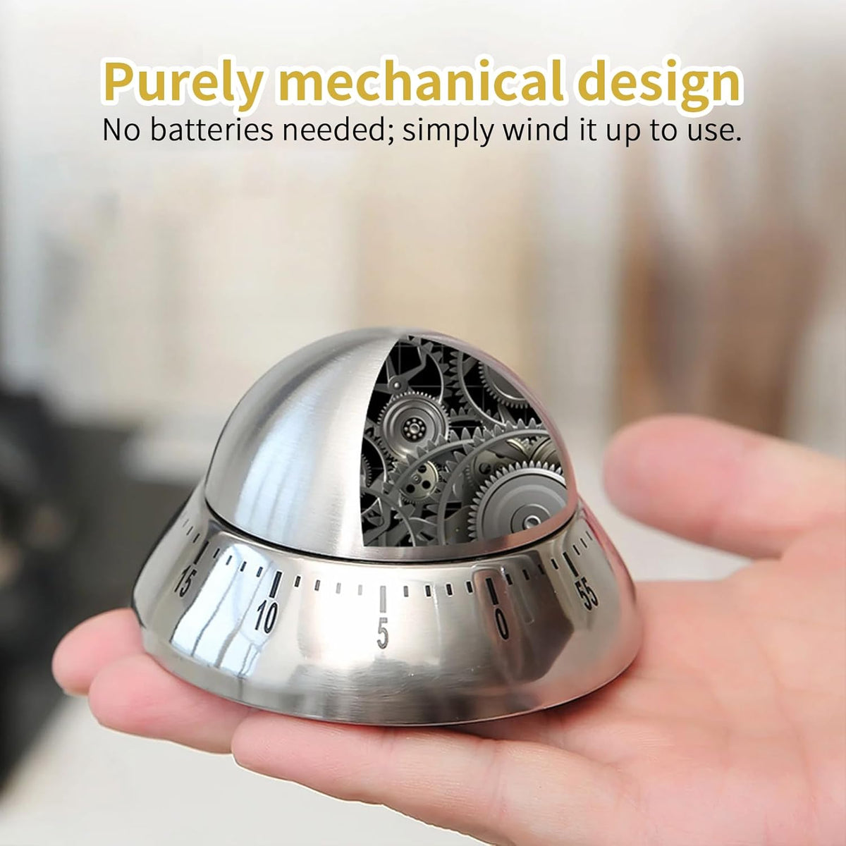 Quirky Creature Mechanical Kitchen Timer, Cute 60-Minute Manual Wind Up Countdown Clock, Unique Matte Blue Visual Timer for Kids, Creative Study Tool & Office Desk Gift (Blue)