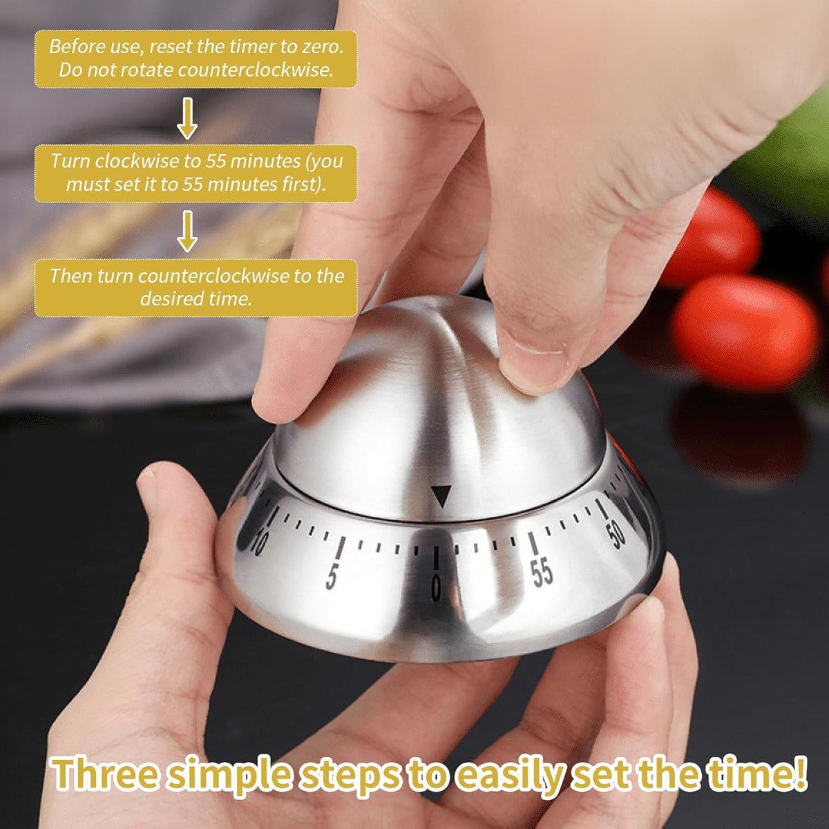 Quirky Creature Mechanical Kitchen Timer, Cute 60-Minute Manual Wind Up Countdown Clock, Unique Matte Blue Visual Timer for Kids, Creative Study Tool & Office Desk Gift (Blue)