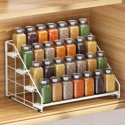 Spice Rack Organizer for Cabinet, 4 Tiered Spice Rack Organizer, Tiered Adjustable Spice Shelf for Kitchen Countertop Organization, Bright Black