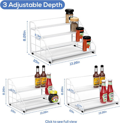 Spice Rack Organizer for Cabinet, 4 Tiered Spice Rack Organizer, Tiered Adjustable Spice Shelf for Kitchen Countertop Organization, Bright Black