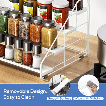 Spice Rack Organizer for Cabinet, 4 Tiered Spice Rack Organizer, Tiered Adjustable Spice Shelf for Kitchen Countertop Organization, Bright Black