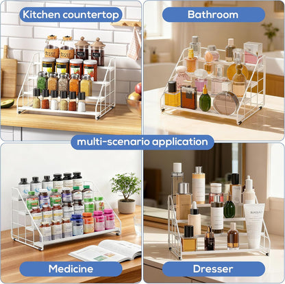 Spice Rack Organizer for Cabinet, 4 Tiered Spice Rack Organizer, Tiered Adjustable Spice Shelf for Kitchen Countertop Organization, Bright Black
