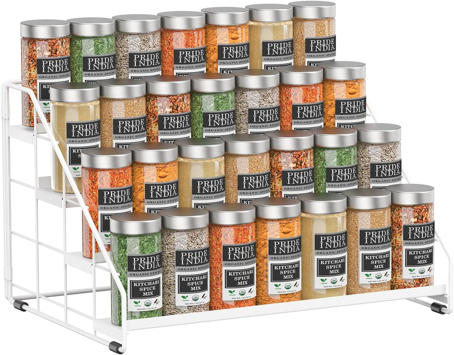 Spice Rack Organizer for Cabinet, 4 Tiered Spice Rack Organizer, Tiered Adjustable Spice Shelf for Kitchen Countertop Organization, Bright Black