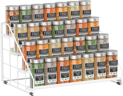 Spice Rack Organizer for Cabinet, 4 Tiered Spice Rack Organizer, Tiered Adjustable Spice Shelf for Kitchen Countertop Organization, Bright Black