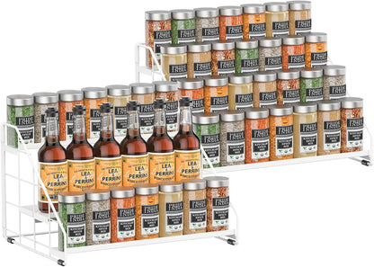 Spice Rack Organizer for Cabinet, 4 Tiered Spice Rack Organizer, Tiered Adjustable Spice Shelf for Kitchen Countertop Organization, Bright Black