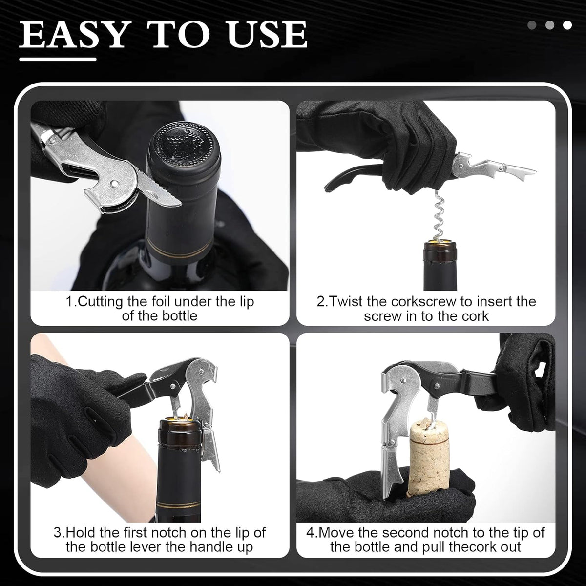 Waiter Corkscrew Wine Openers Heavy Duty Hinges Wine Key Bottle Opener All in One Double Hinged Waiter's Corkscrew with Foil Cutter Wine Tools for Bartenders Servers Sommelier (Black, 100 Pack)