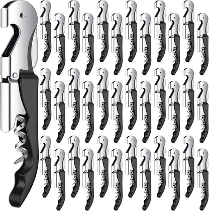 Waiter Corkscrew Wine Openers Heavy Duty Hinges Wine Key Bottle Opener All in One Double Hinged Waiter's Corkscrew with Foil Cutter Wine Tools for Bartenders Servers Sommelier (Black, 100 Pack)