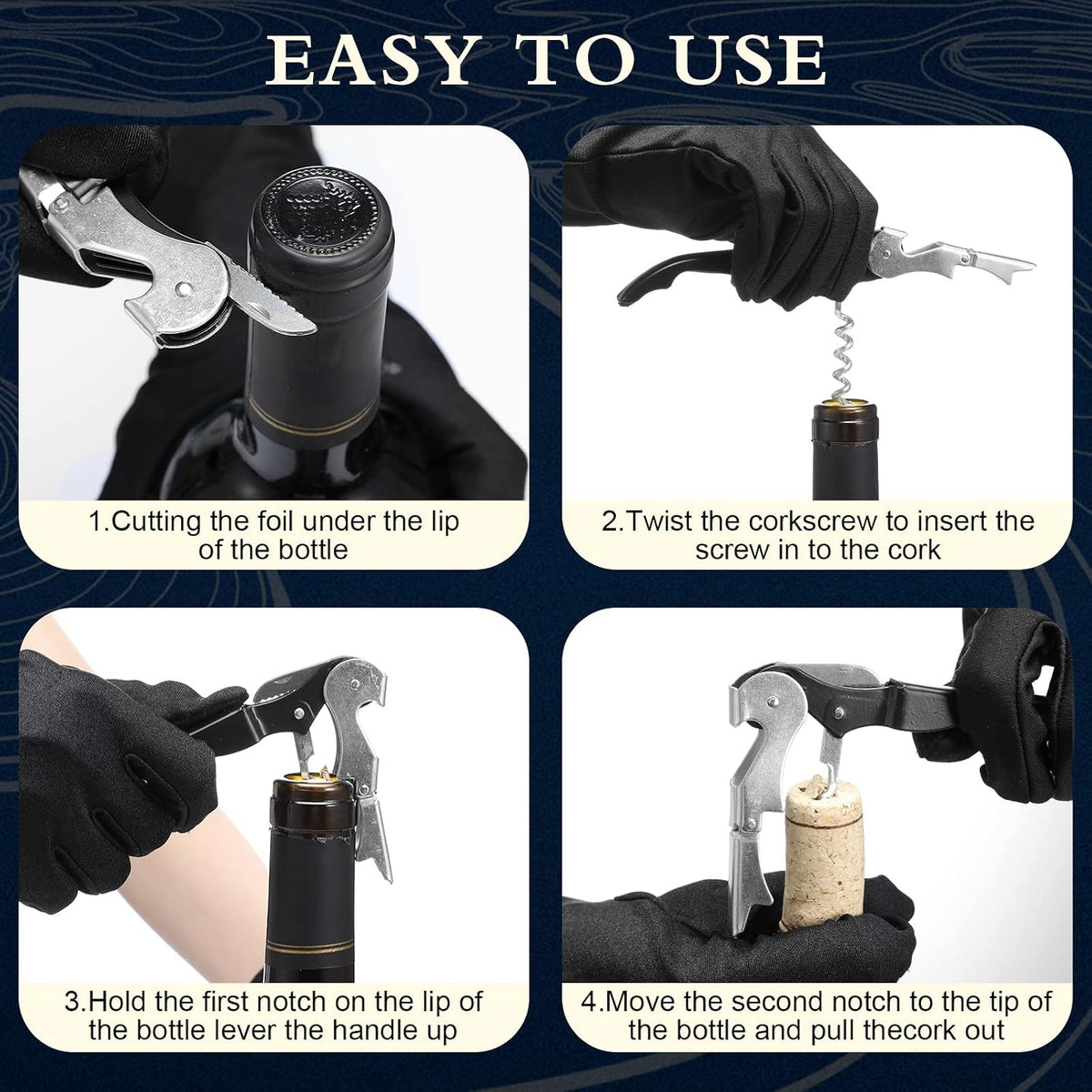Waiter Corkscrew Wine Openers Heavy Duty Hinges Wine Key Bottle Opener All in One Double Hinged Waiter's Corkscrew with Foil Cutter Wine Tools for Bartenders Servers Sommelier (Black, 100 Pack)