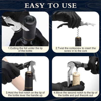 Waiter Corkscrew Wine Openers Heavy Duty Hinges Wine Key Bottle Opener All in One Double Hinged Waiter's Corkscrew with Foil Cutter Wine Tools for Bartenders Servers Sommelier (Black, 100 Pack)