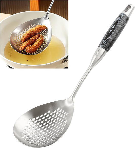 Skimmer Slotted Spoon, 304 Stainless Steel Spider Strainer Skimmer Ladle Spoon for Cooking and Frying, Pasta, Spaghetti, 4.3 inch, Dishwasher safe