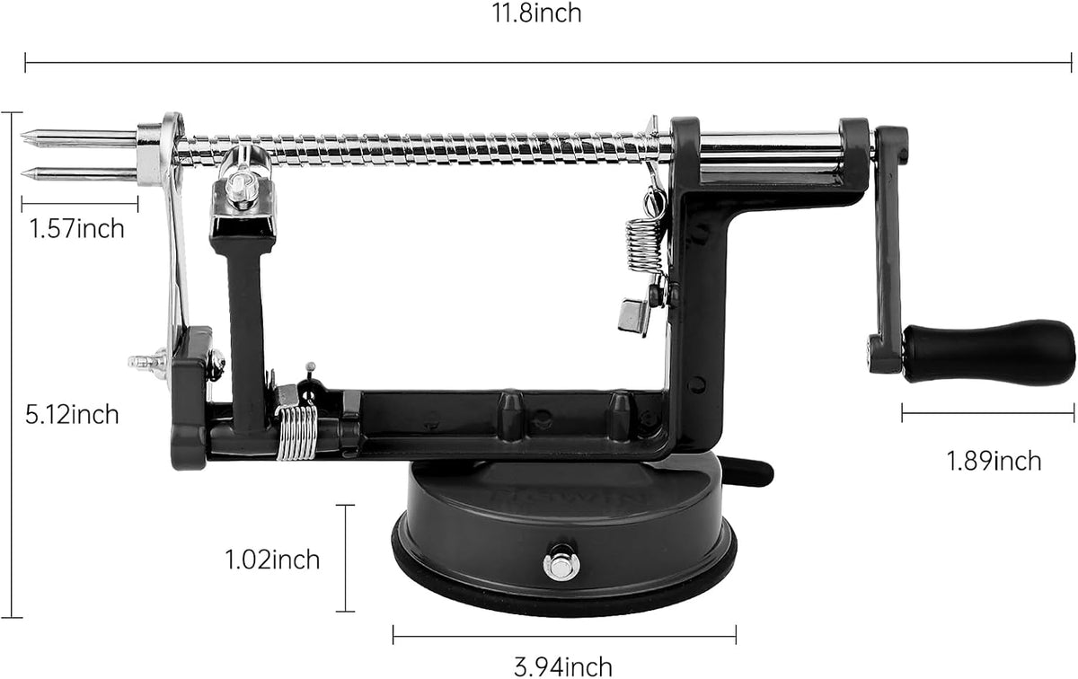 Apple Peeler Corer, Long lasting Chrome Cast Magnesium Alloy Apple Peeler Slicer Corer with Stainless Steel Blades and Powerful Suction Base for Apples and Potato(Red)
