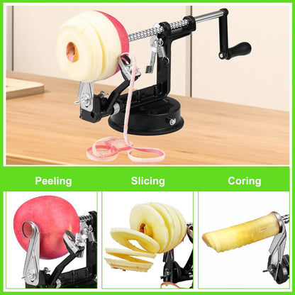Apple Peeler Corer, Long lasting Chrome Cast Magnesium Alloy Apple Peeler Slicer Corer with Stainless Steel Blades and Powerful Suction Base for Apples and Potato(Red)