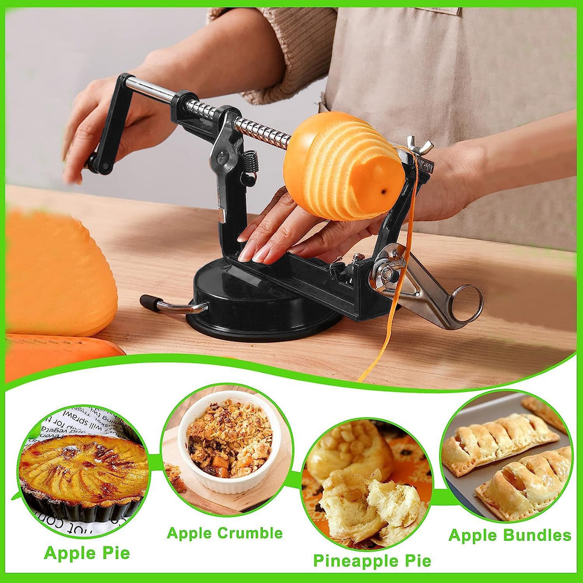 Apple Peeler Corer, Long lasting Chrome Cast Magnesium Alloy Apple Peeler Slicer Corer with Stainless Steel Blades and Powerful Suction Base for Apples and Potato(Red)