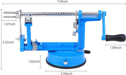 Apple Peeler Corer, Long lasting Chrome Cast Magnesium Alloy Apple Peeler Slicer Corer with Stainless Steel Blades and Powerful Suction Base for Apples and Potato(Red)